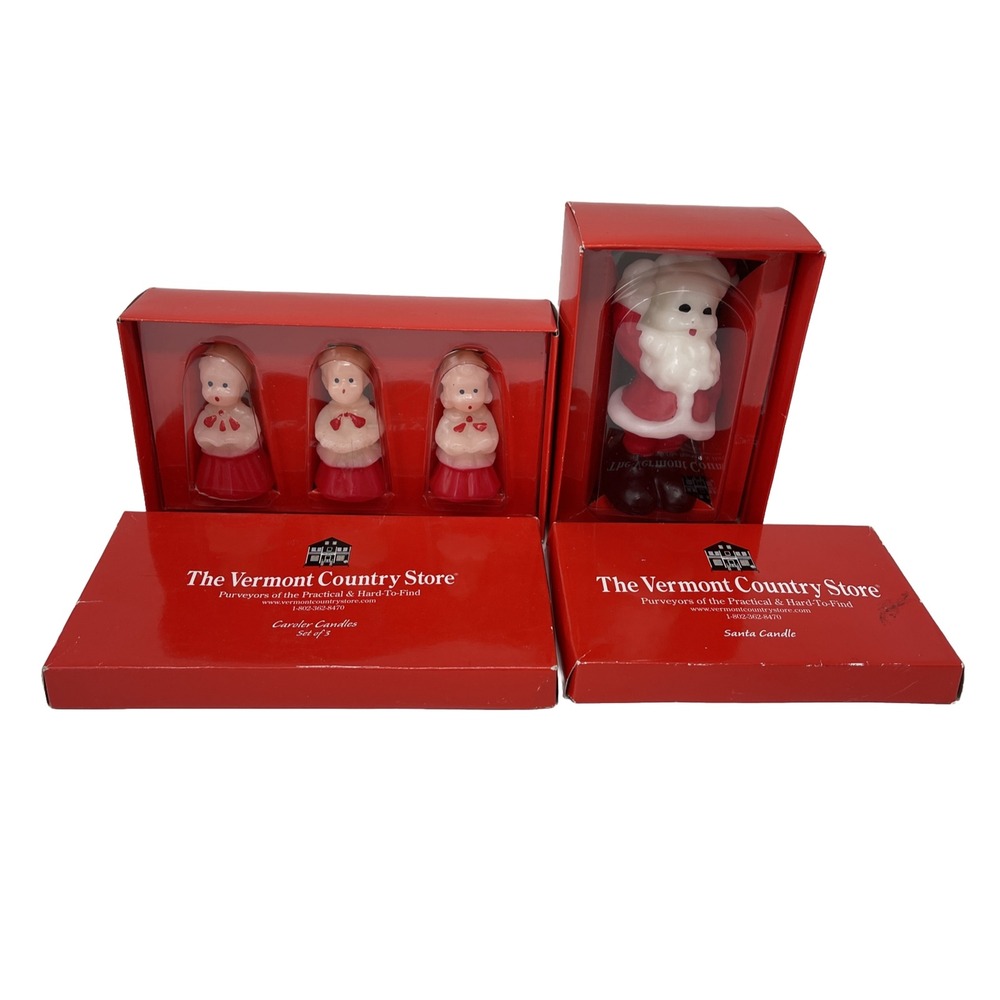 Vermont Country‎ Store Christmas Candles Lot Of 3 Mini Carolers 1 Santa Vintage